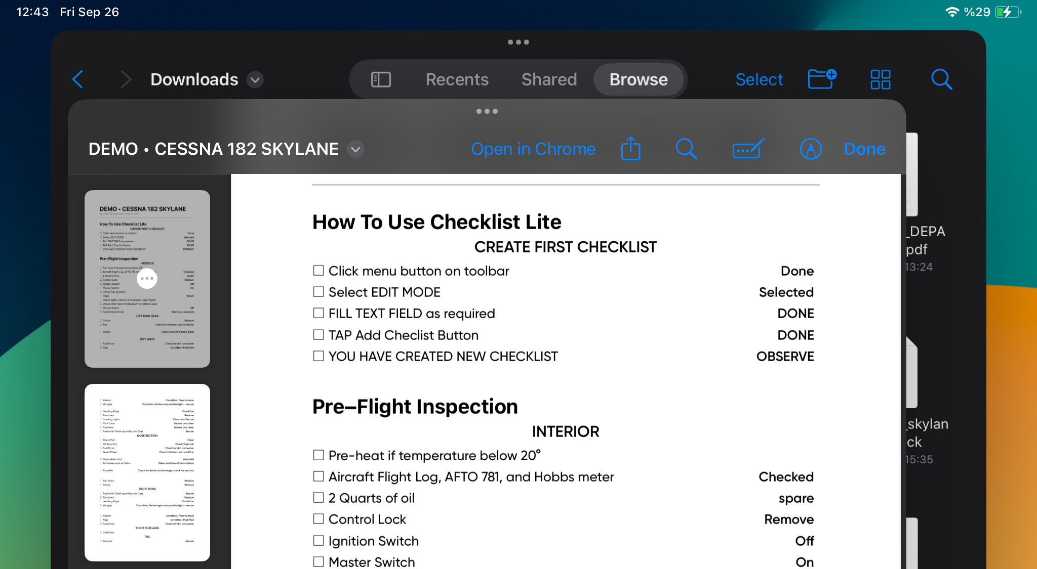 Checklist Lite - Checklist App for iOS iPad and your Electronic Flight Bag